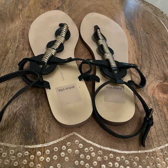 Dolce Vita Flat Gladiator Sandals with ankle strap gold rope detail sz 7 - Picture 4 of 10